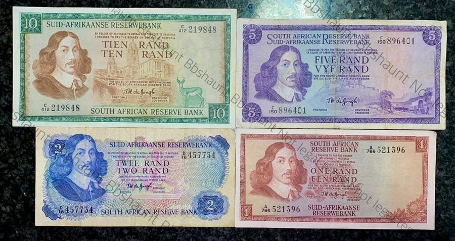 COMPLETE SET OF TW DE JONGH & DECIMALS R10 TO R1 - 1967-1975 ( 1 BID TAKES ALL)