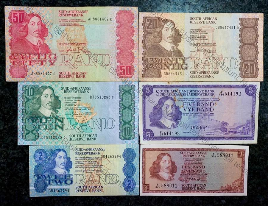 SET OF VARIOUS GOVERNORS & DECIMALS R50 TO R1  ( 1 BID TAKES ALL)