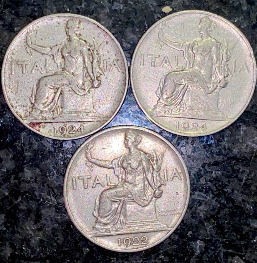 ITALY SET 1 LIRE 1922 & 1924( 1 BID TAKE ALL)