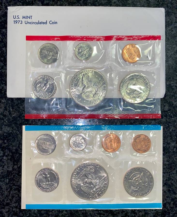 U S A UNC SETS - BOTH DENVER & PHILADELPHIA MINT- EISENHOWER 1 DOLLAR TO 1 CENT 1973(1 BID TAKES ALL
