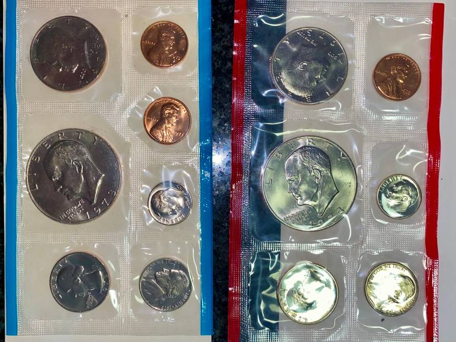 U S A UNC SETS - BOTH DENVER & PHILADELPHIA MINT- EISENHOWER 1 DOLLAR TO 1 CENT 1973(1 BID TAKES ALL