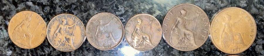 GREAT BRITIAN LOT OF 1/4 PENNY, 1/2 PENNY & 1 PENNY EARLY 1900s ( 1 BID TAKES ALL 25 COINS)