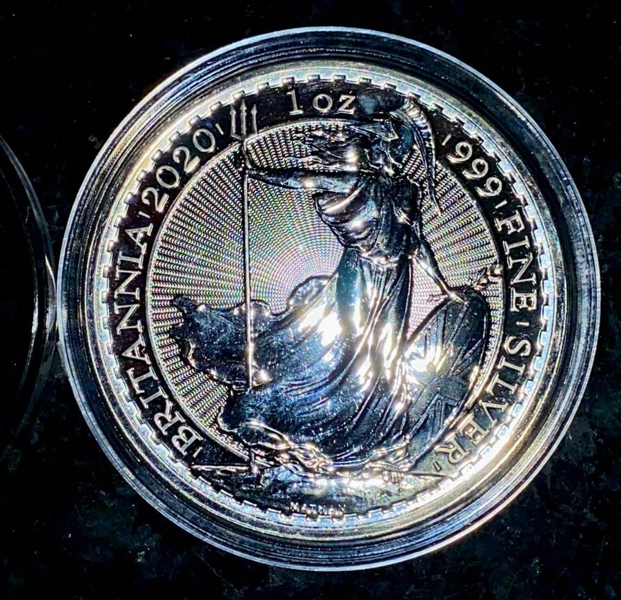 BRITANNIA SILVER 2 POUNDS 1OZ PURE SILVER .999 --NATHAN-- 2020 BU SILVER 1OZ