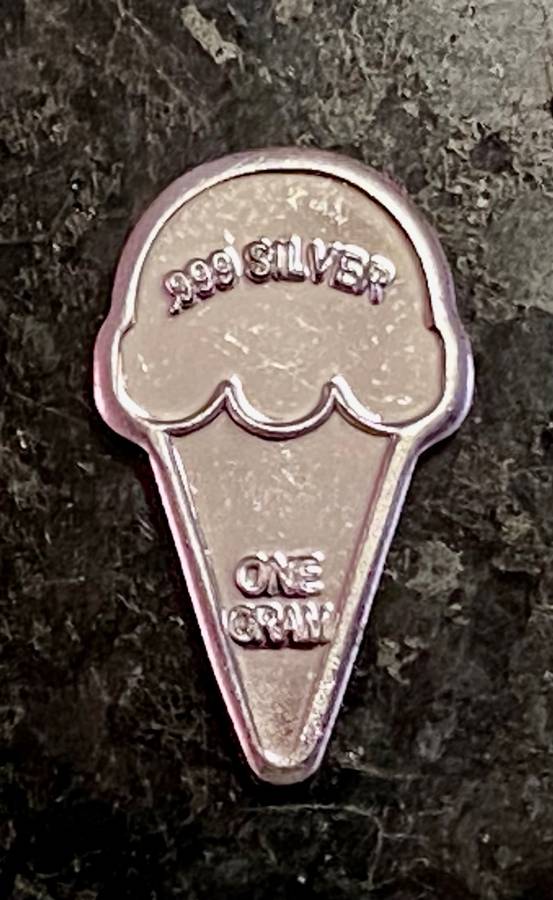999 SILVER -- ICE CREAM CONES -- 1 GRAM FINE SILVER (BID PER ICE CREAM)