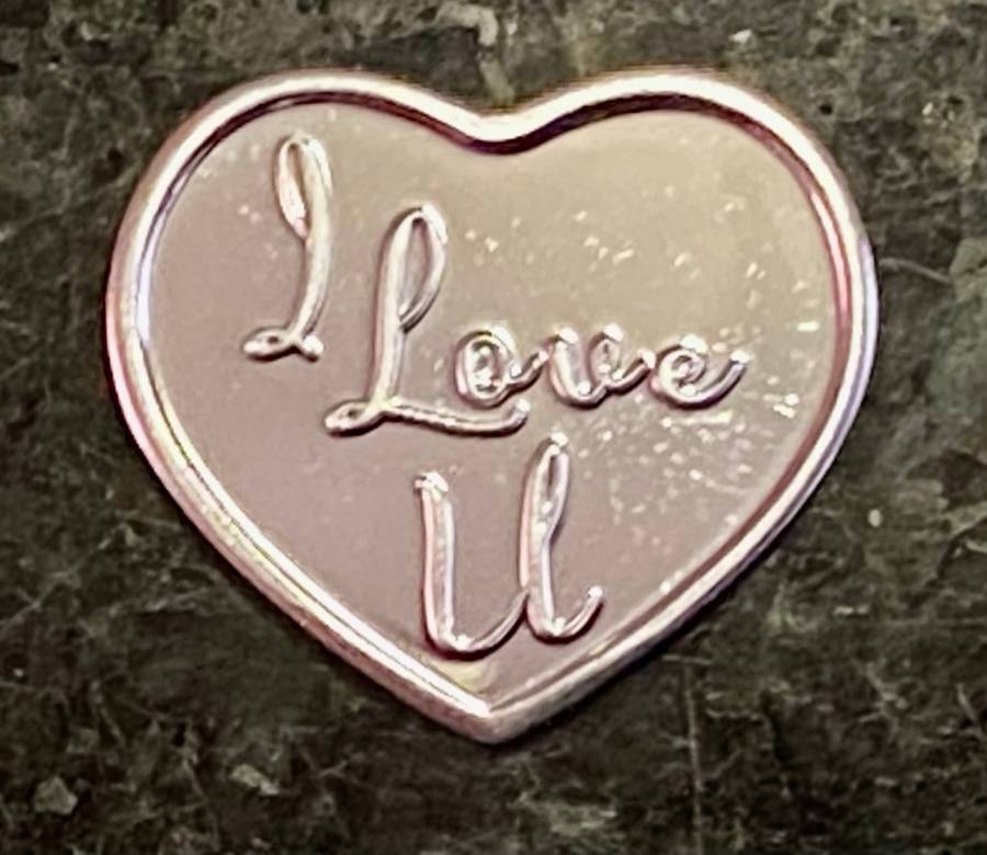 999 SILVER -- HEART -- I LOVE YOU - 1 GRAM FINE SILVER (BID PER HEART)4 AVAILABLE