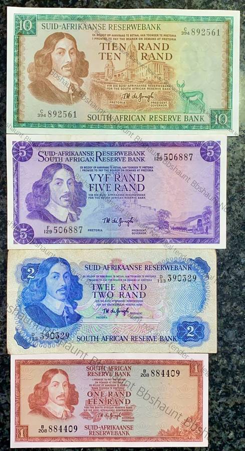COMPLETE SET OF TW DE JONGH & DECIMALS R10 TO R1 MOSTLY GOOD CONDITION (1 BID TAKES ALL)