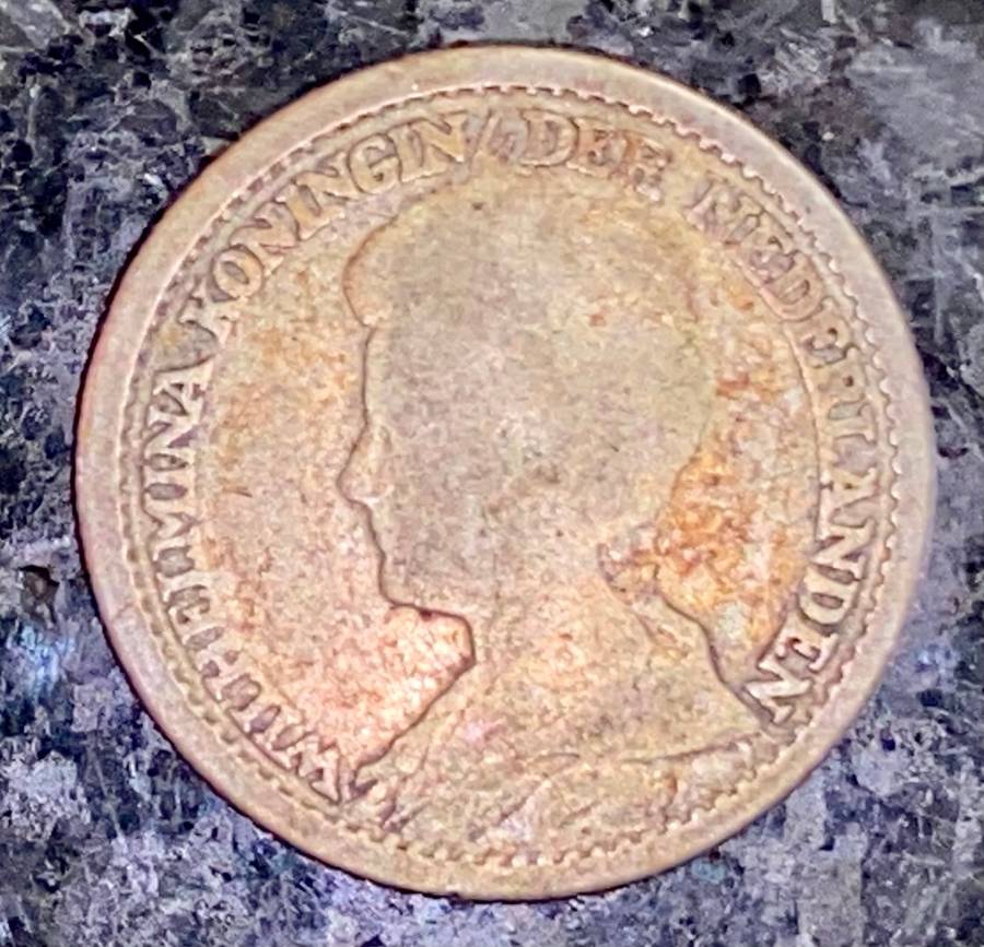 NEDERLANDS SILVER 25 CENT 1914 SILVER .640