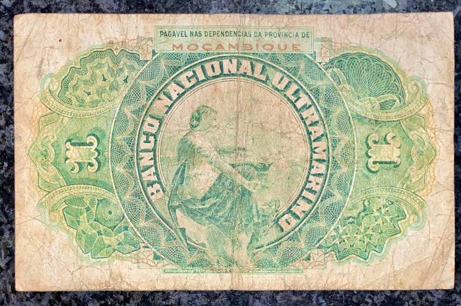 MOZAMBIQUE 1 ESCUDO LISBOA 1ST JANUARY 1921 MOZAMBIQUE GREEN ULTRAMARINO KEY DATE