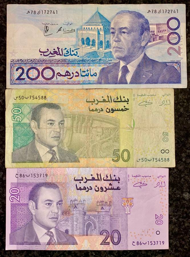 MOROCCO SET  200 DIRHAMS - 50 DIRHAMS & 20 DIRHAMS 1987(1 BID TAKES ALL)