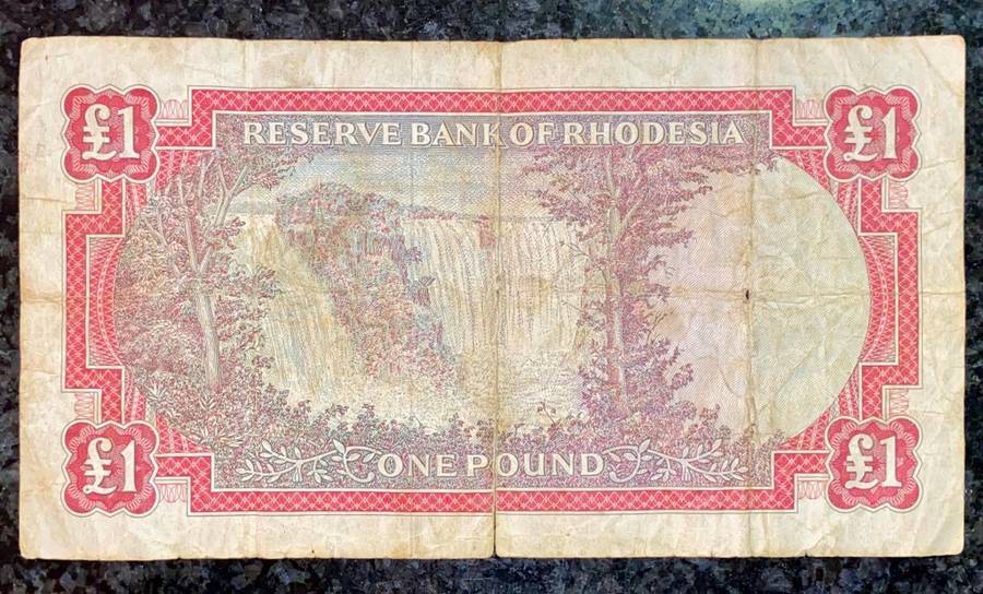 RHODESIA 1 POUND 14TH OCTOBER 1968 - CJ RHODES WTM - K33