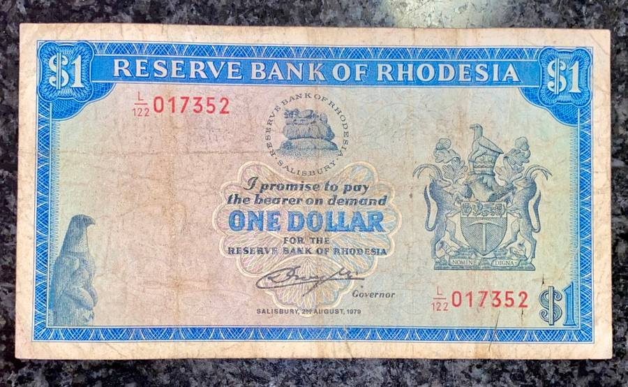 RHODESIA 1 DOLLARS 1979 ZIM BIRD WTM L/122