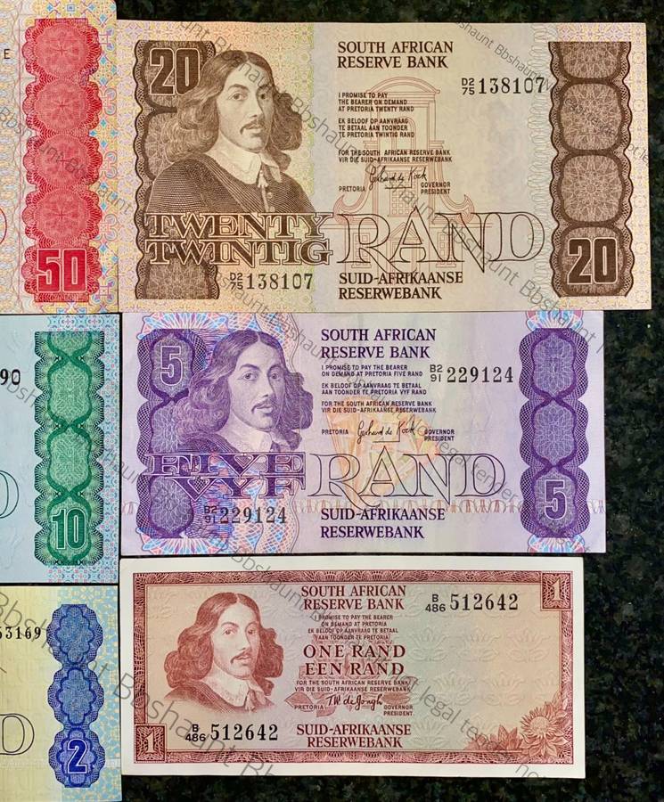 COMPLETE SET OF GPC DE KOCK & DECIMALS R50 TO R2 GOOD CONDITION 1980s(R1 TW DE JONGH (1 BID TAKES AL