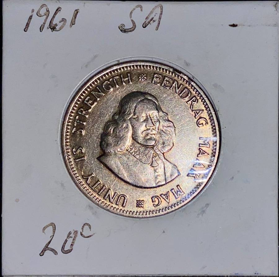 SOUTH AFRICA SILVER 20 CENT 1961 - IN COIN FLIP