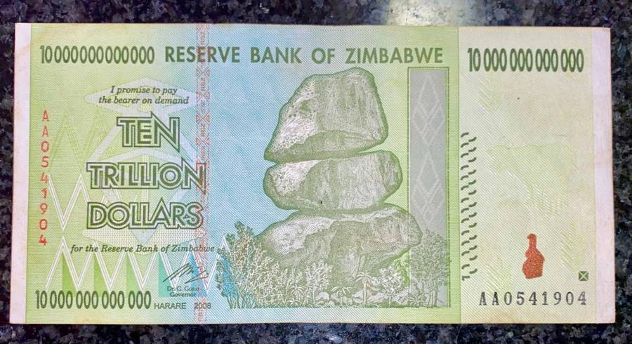 ZIMBABWE 10 TRILLION DOLLARS AA0541904 HARARE 2008
