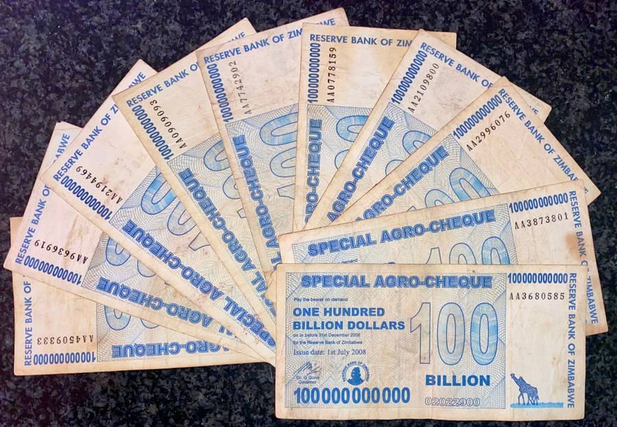 ZIMBABWE 100 BILLION DOLLARS 2008 ARGO CHEQUE ALL AA (BID PER NOTE)