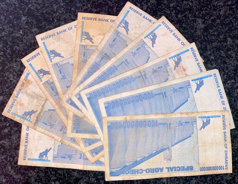 ZIMBABWE 100 BILLION DOLLARS 2008 ARGO CHEQUE ALL AA (BID PER NOTE)