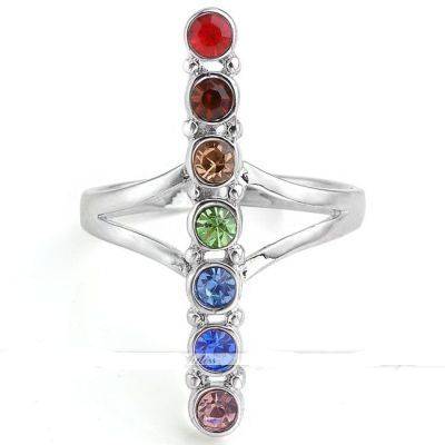 **Winter Sale** - FASHION 7 CRYSTAL CHAKRA RING - SIZE: ADJUSTABLE