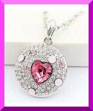 ROSE PINK CRYSTAL HEART PENDANT & CHAIN