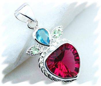 HOT PINK HEART 925 SILVER EP PENDANT