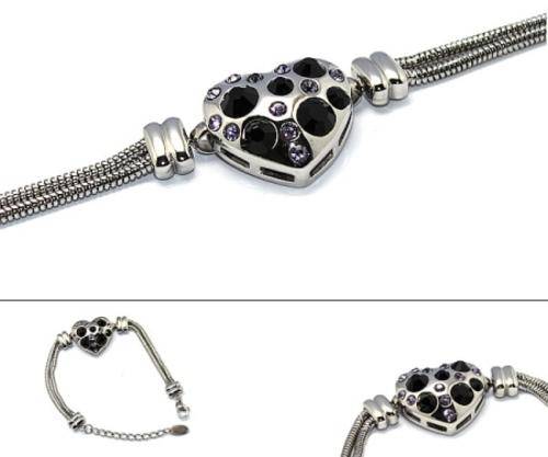*Jewelery Forever* - BEAUTIFUL CRYSTAL HEART SILVER STAINLESS STEEL BRACELET