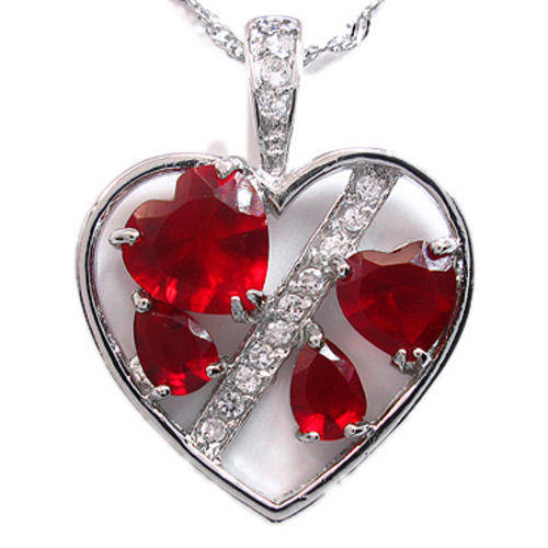 *R1* - ROYAL RUBY CZ HEART 18K WGP PENDANT