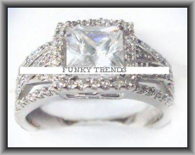 GLAMOUROUS CZ SOLID 925 STERLING SILVER RING - SIZE: 9.25