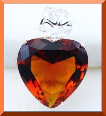 * Free Chain*  GOLDEN BRAZIL CITRINE 925 SILVER PENDANT