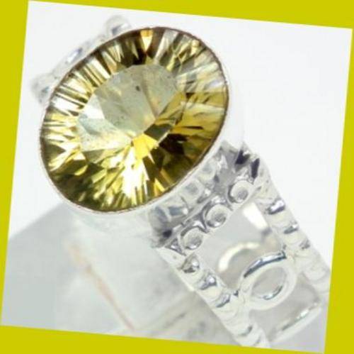 *R1* - SOLID 925 STERLING SILVER LEMON TOPAZ RING - SIZE : 9.25