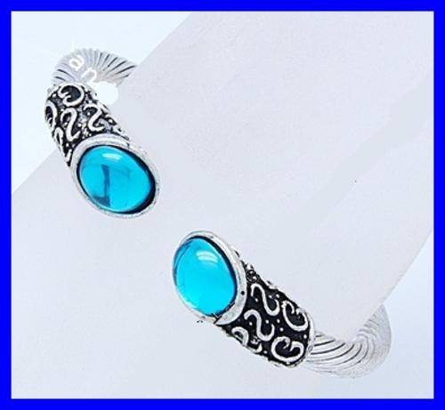 STUNNING SILVER CUFF BRACELET WITH BLUE STONES