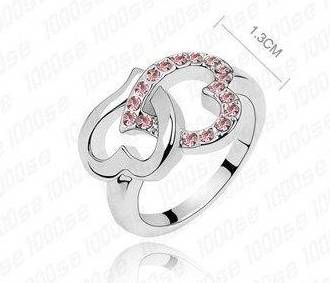 *R1* - PRETTY 18K WGP SWAROVSKI ELEMENTS CRYSTAL HEART RING - SIZE: 5.75