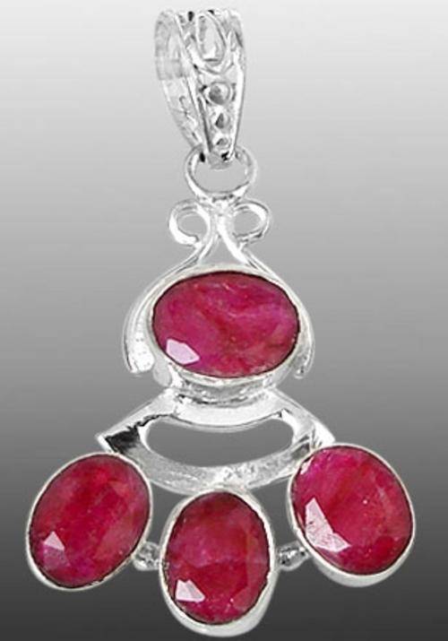 RED RUBY SOLID 925 STERLING SILVER PENDANT