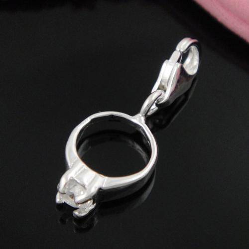 925 SILVER EP SOLITAIRE CZ "RING" CHARM FOR BRACELET