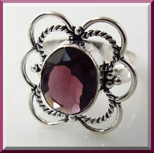 DIVINE GARNET 925 SILVER EP RING - SIZE : 8.25
