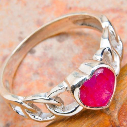 SOLID 925 STERLING SILVER ROYAL RUBY RING - SIZE 8.75