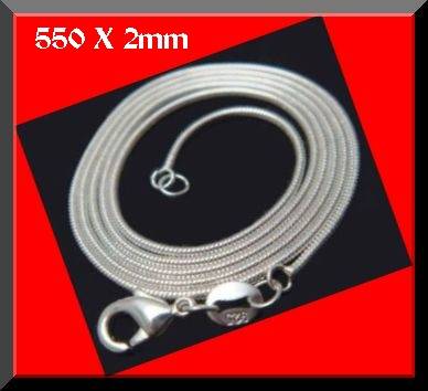 925 STERLING SILVER EP SNAKE CHAIN - 550mm x 2mm