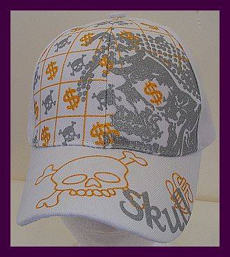 WHITE $ SKULL CAP