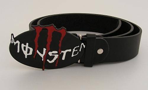 MONSTER BLACK GENUINE LEATHER BELT - 120CM