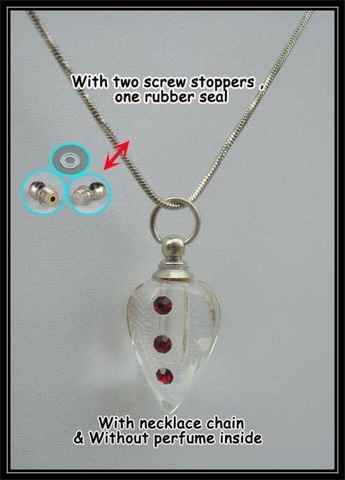 CRYSTAL RHINESTONE PERFUME VIAL (CLEAR) PENDANT AND CHAIN