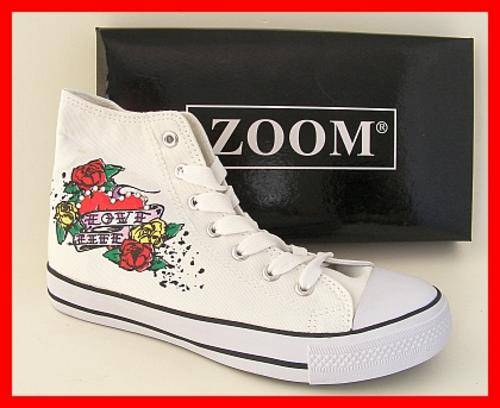 *WHITE ALENA LOVE LIFE SNEAKERS FROM ZOOM - SIZES: 5 AND 7