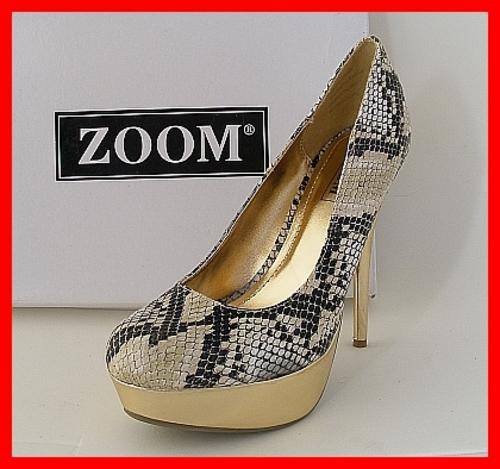 *R1* - SNAKESKIN CHRYSTAL GOLD SHOES FROM ZOOM - SIZE: 6