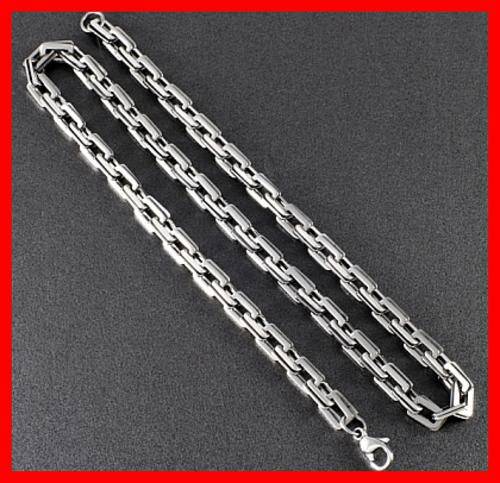 SOLID STAINLESS STEEL OBLONG LINK CHAIN NECKLACE - 6 X 550mm