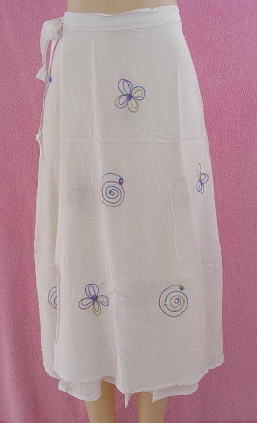 SOFT WHITE EMBROIDERED WRAP AROUND SKIRT