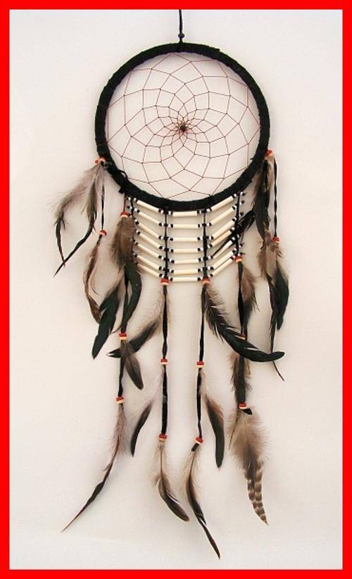 BLACK LEATHER BEADED DREAMCATCHER