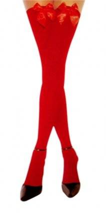 RED STAY UP STOCKINGS WITH RED BOW