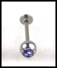 LIP / LABRET STAINLESS STEEL CRYSTAL BAR