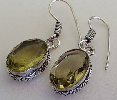 SPARKLING SILVER LEMON TOPAZ GEMSTONE EARRINGS