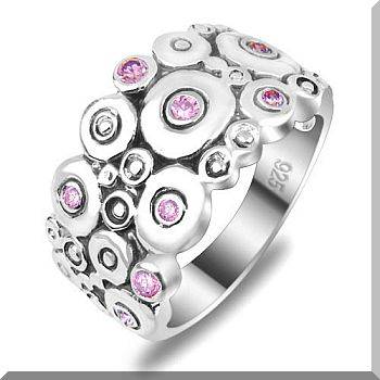 *Free Shipping* - 925 STERLING SILVER EP PINK CRYSTAL RING - SIZE: 9
