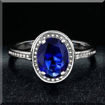 CLASSIC ELEGANT BLUE SAPPHIRE CZ  RING - SIZE: 5