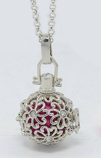 ANGEL CALLER CHIME BALL PENDANT AND CHAIN - PINK