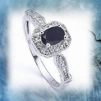 LOVELY 0.66 CARAT GENUINE SAPPHIRE AND DIAMOND RING - SIZE: 8